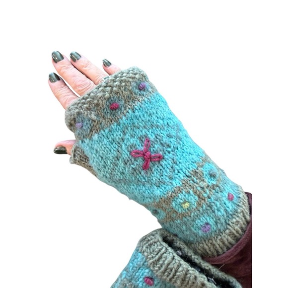The Unbranded Brand Accessories - Fingerless Wool Gloves Mittens Hand Knitted Fleece Lined Multicolor New